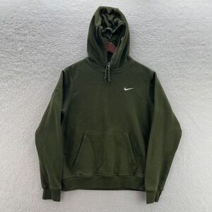 Nike Club Fleece Hoodie Mens Medium Olive Green Swoosh Gym Training Athleisure